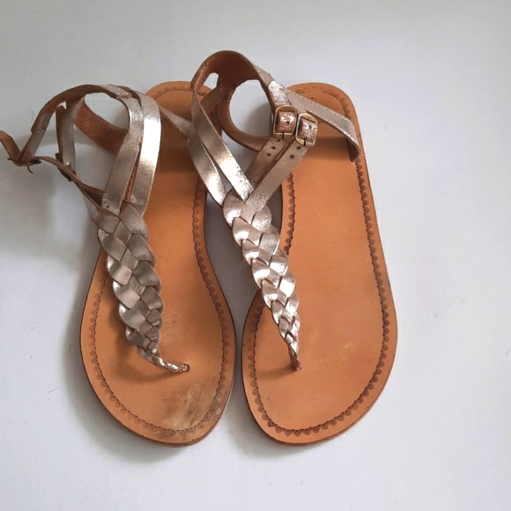 Ecote Silver Braided Gladiator Sandals Size 8